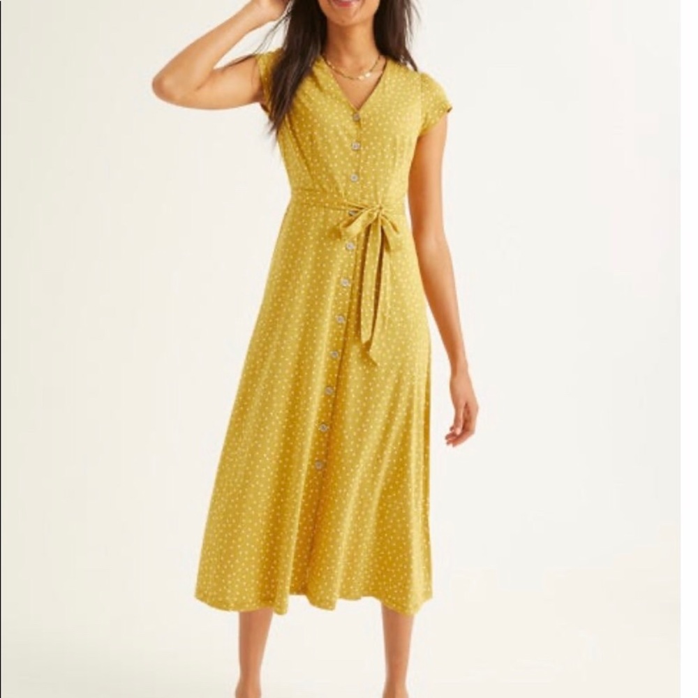 Frances button-down jersey midi dress-saffron